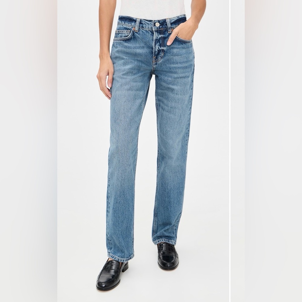 Reformation Greer Mid Rise Straight Jeans Blue - Size 23